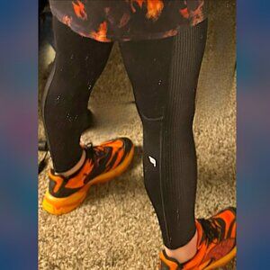 SOLD  L shiny, wet-look Compression Pants Tights Leggings w/ Mesh Inlay__SEXY